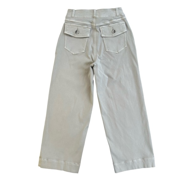 Spanx Twill Wide Leg Cropped Pants SMALL Tan Khakis High Rise Shaping Academia - Picture 13 of 14